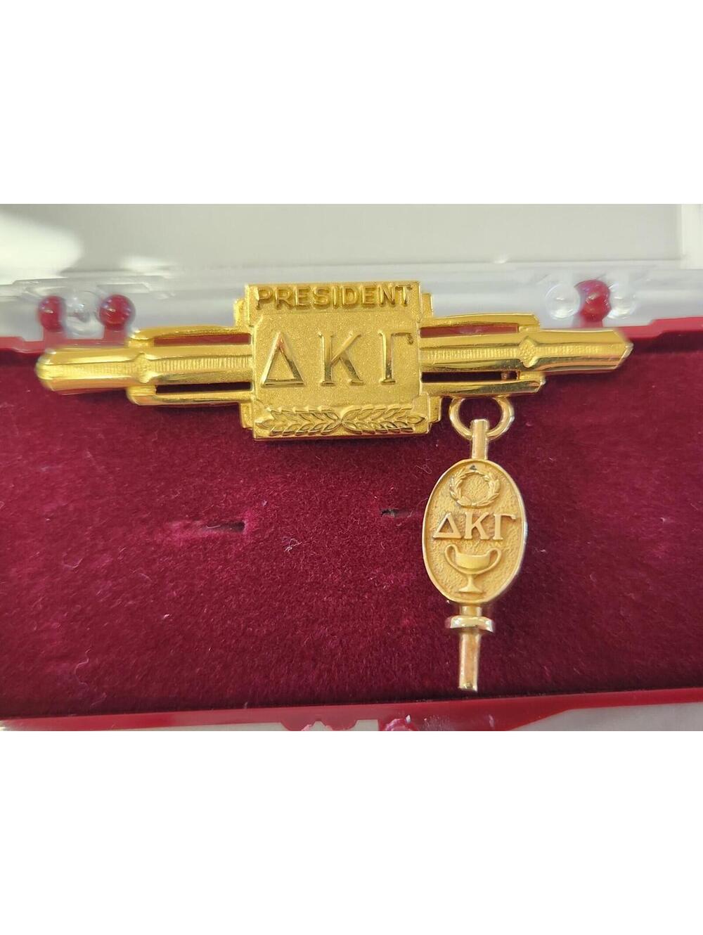 1929 Delta Kappa Gamma Pin Vintage Sorority President Pin & Pin Key, 10K Gold